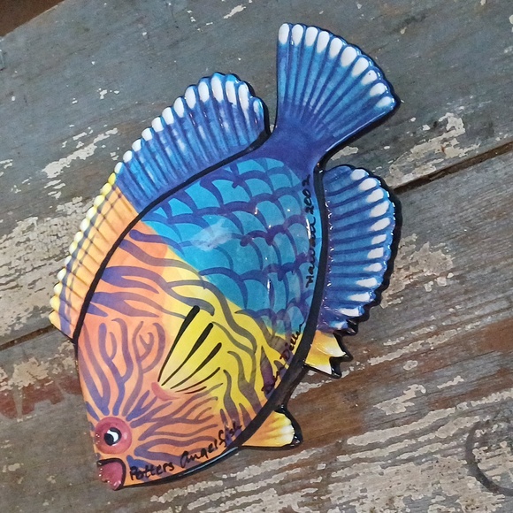 Ben Diller Potters Angelfish Pottery Hawaii bowl 2002 mint - Picture 3 of 9